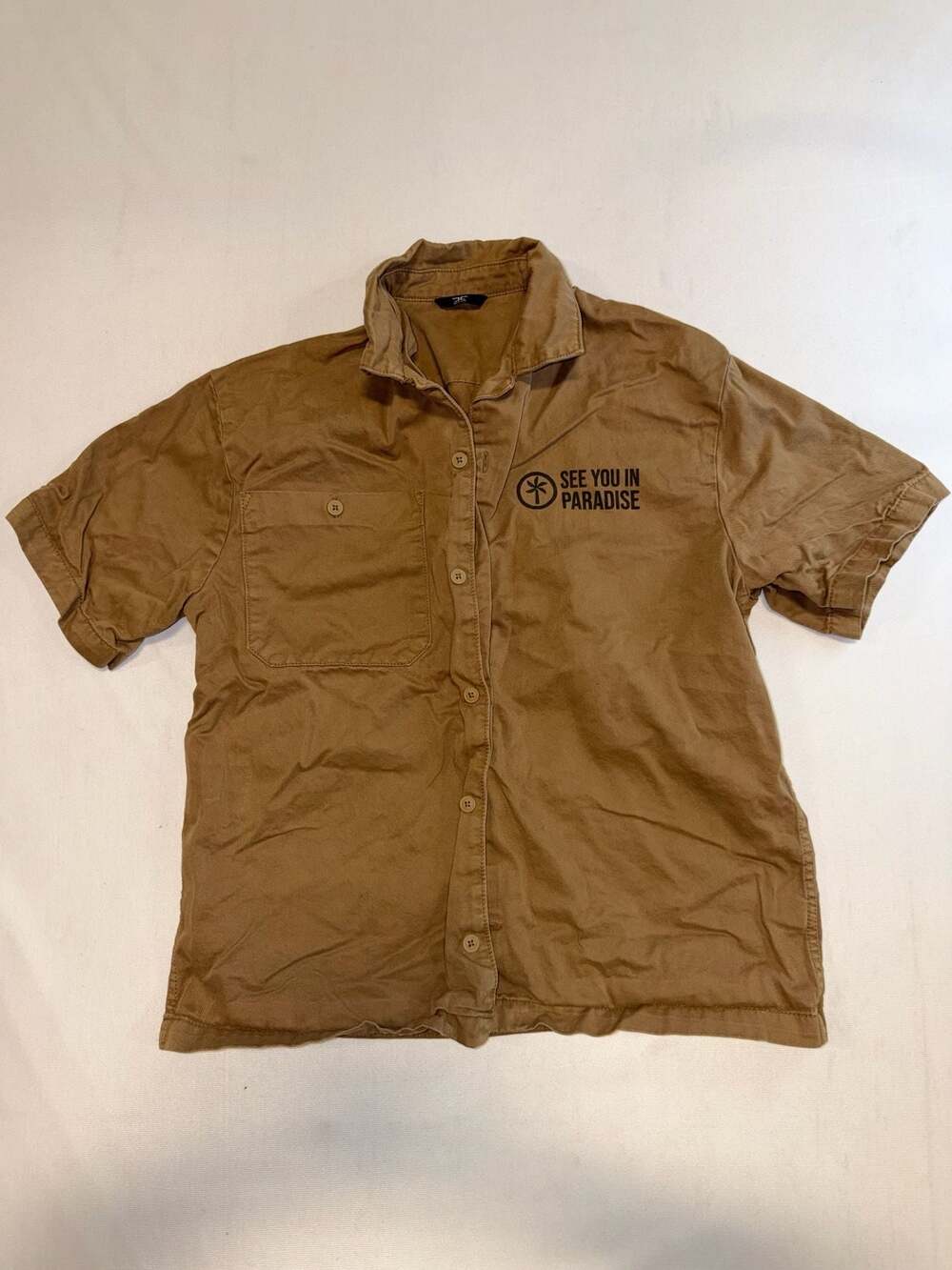 Jordan Craig See You In Paradise Graphic Short Sleeve Shirt Brown Size Medium